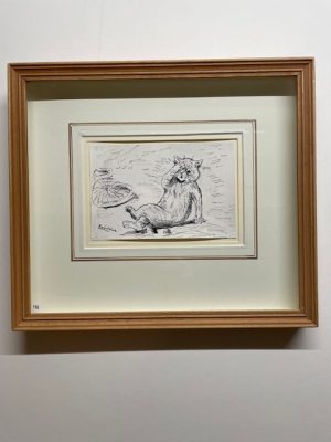 Louis Wain, ink drawing of a cat, signed